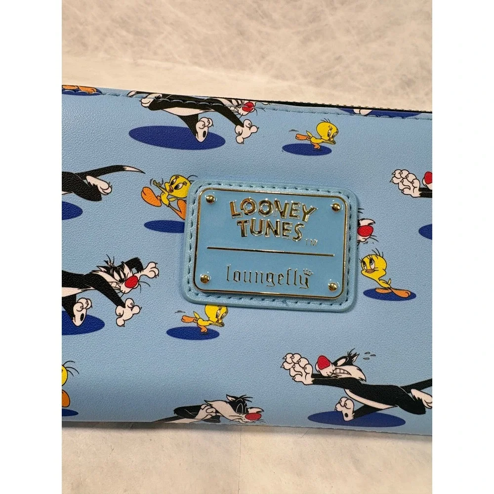 Loungefly Looney Tunes Sylvester‎ Tweety Bird Zip Around Wallet Blue 80th Anniv